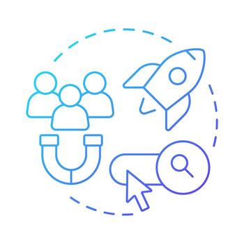 Attract more traffic blue gradient concept icon. Lead generation, target audience. Round shape line illustration. Abstract idea. Graphic design. Easy to use in presentation, infographic vector