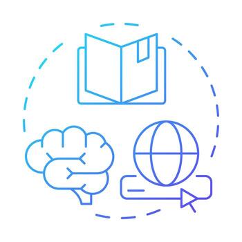 Informational blue gradient concept icon. Search engine. Product information, knowledge. Round shape line illustration. Abstract idea. Graphic design. Easy to use in presentation, infographic vector