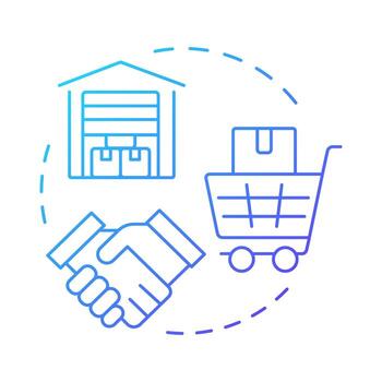 Vendor managed inventory blue gradient concept icon. Supplier control of material. Resources management method. Round shape line illustration. Abstract idea. Graphic design. Easy to use in article vector