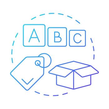 a B C análisis azul degradado concepto icono. productos valor comparación proceso. inventario administración método. redondo forma línea ilustración. resumen idea. gráfico diseño. fácil a utilizar en artículo vector