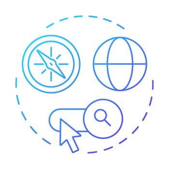 Navigational blue gradient concept icon. User search, service. Seo optimization. Round shape line illustration. Abstract idea. Graphic design. Easy to use in presentation, infographic vector