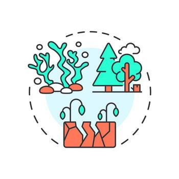 Ecosystem degradation multi color concept icon. Problem of dangerous nature damage. Impact of water crisis. Round shape line illustration. Abstract idea. Graphic design. Easy to use in booklet vector