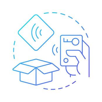 RFID inventory management blue gradient concept icon. Radio frequency identification. Resources control system. Round shape line illustration. Abstract idea. Graphic design. Easy to use in article vector