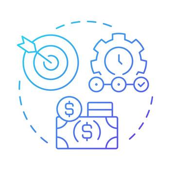 Campaign setup blue gradient concept icon. Financial management, budget control. Round shape line illustration. Abstract idea. Graphic design. Easy to use in presentation, infographic vector