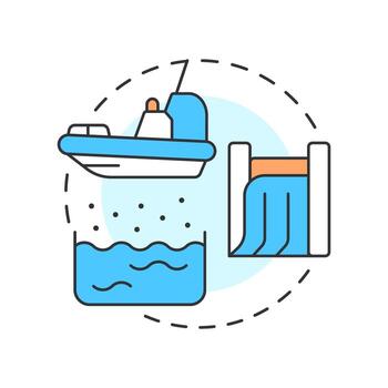 Dams and reservoirs multi color concept icon. Artificial lakes of freshwater. Strategy for increasing water supply. Round shape line illustration. Abstract idea. Graphic design. Easy to use in booklet vector
