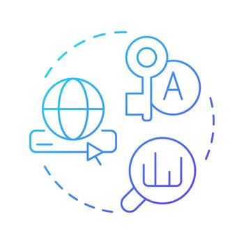 palabra clave investigación azul degradado concepto icono. márketing campaña, análisis. web buscar. redondo forma línea ilustración. resumen idea. gráfico diseño. fácil a utilizar en presentación, infografía vector