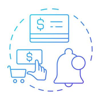 Transactional blue gradient concept icon. Financial service, business. Purchase, commerce. Round shape line illustration. Abstract idea. Graphic design. Easy to use in presentation, infographic vector