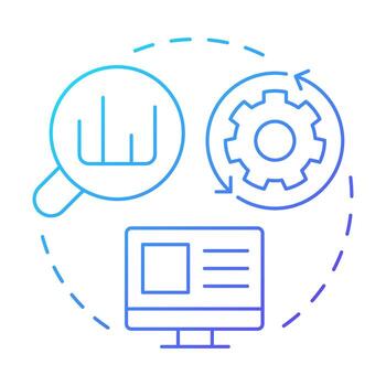 On-page seo blue gradient concept icon. Web search, internet. Marketing strategy. Round shape line illustration. Abstract idea. Graphic design. Easy to use in presentation, infographic vector