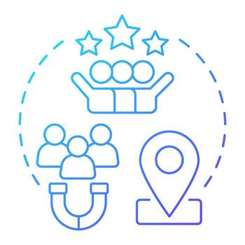 Local seo blue gradient concept icon. Lead generation. Customer experience, rating. Round shape line illustration. Abstract idea. Graphic design. Easy to use in presentation, infographic vector