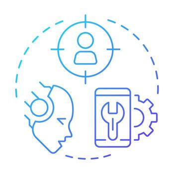 Personalization blue gradient concept icon. Artificial intelligence. Target audience, marketing. Round shape line illustration. Abstract idea. Graphic design. Easy to use in presentation, infographic vector