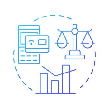 Weighted average costing blue gradient concept icon. Supplies control. Inventory management method and technique. Round shape line illustration. Abstract idea. Graphic design. Easy to use in article vector