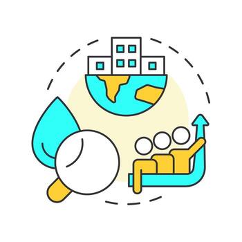 Population growth multi color concept icon. Increasing demand for freshwater. Cause of water scarcity. Round shape line illustration. Abstract idea. Graphic design. Easy to use in booklet vector