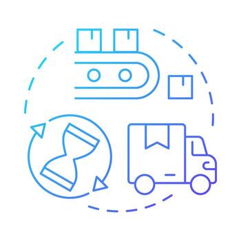 Just in time inventory blue gradient concept icon. Reserving materials for actual need. Resources management. Round shape line illustration. Abstract idea. Graphic design. Easy to use in article vector