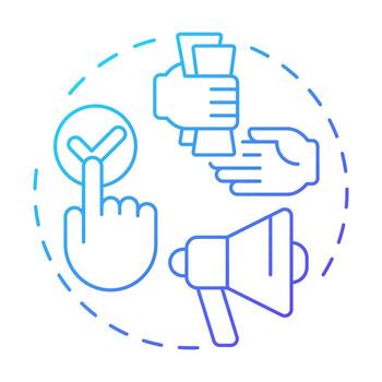 PPC blue gradient concept icon. Paid click. Marketing campaign. Advertising, promoting. Round shape line illustration. Abstract idea. Graphic design. Easy to use in presentation, infographic vector