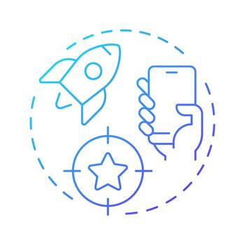 Mobile-first indexing blue gradient concept icon. Marketing efficiency, smartphone service. Round shape line illustration. Abstract idea. Graphic design. Easy to use in presentation, infographic vector