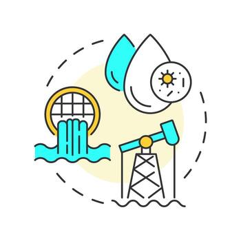 Water pollution multi color concept icon. Contamination of waterbodies. Cause of freshwater scarcity. Round shape line illustration. Abstract idea. Graphic design. Easy to use in booklet vector