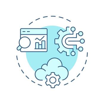 Digital operations soft blue concept icon. Modern technology, ai. Statistical metrics. Round shape line illustration. Abstract idea. Graphic design. Easy to use in infographic, presentation vector