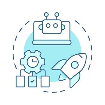 Hyperautomation soft blue concept icon. Task management, workflow. Efficiency growth. Round shape line illustration. Abstract idea. Graphic design. Easy to use in infographic, presentation vector