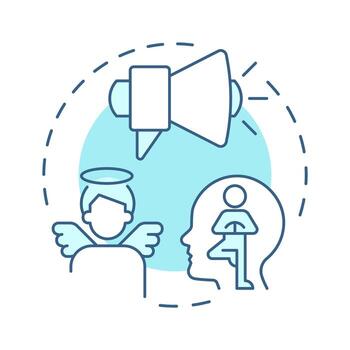 Honesty soft blue concept icon. Truthfulness in company communications. Corporate social responsibility pillar. Round shape line illustration. Abstract idea. Graphic design. Easy to use in booklet vector