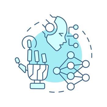 Composite AI soft blue concept icon. Machine learning, artificial intelligence. Round shape line illustration. Abstract idea. Graphic design. Easy to use in infographic, presentation vector