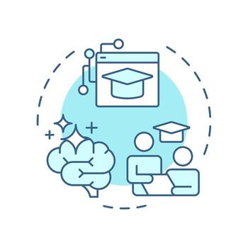 Digital literacy soft blue concept icon. Student teaching. Education, knowledge. Round shape line illustration. Abstract idea. Graphic design. Easy to use in infographic, presentation vector