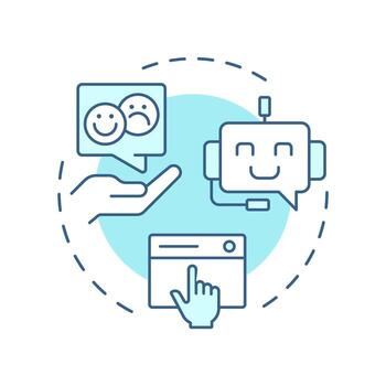 Customer experience soft blue concept icon. User support. Artificial intelligence, chatbot. Round shape line illustration. Abstract idea. Graphic design. Easy to use in infographic, presentation vector