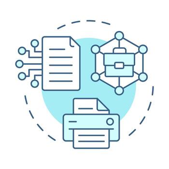 digitalización suave azul concepto icono. papeleo organización, datos Procesando. redondo forma línea ilustración. resumen idea. gráfico diseño. fácil a utilizar en infografía, presentación vector