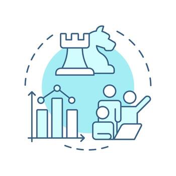 Data-driven decisions soft blue concept icon. Statistical chart, teamwork management. Round shape line illustration. Abstract idea. Graphic design. Easy to use in infographic, presentation vector