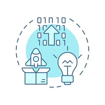 negocio modelos innovación suave azul concepto icono. software desarrollo, codificación. redondo forma línea ilustración. resumen idea. gráfico diseño. fácil a utilizar en infografía, presentación vector