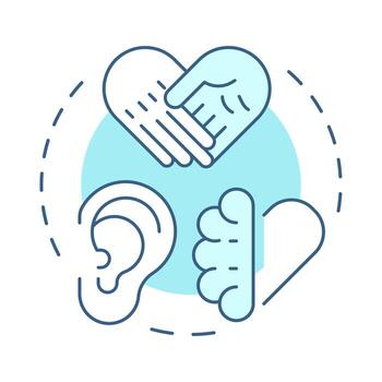 Empathy soft blue concept icon. Understand needs of stakeholders. Corporate social responsibility pillar. Round shape line illustration. Abstract idea. Graphic design. Easy to use in booklet vector