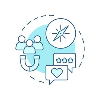 Attract new customers soft blue concept icon. Expand audience with responsibility. Benefit of ethical branding. Round shape line illustration. Abstract idea. Graphic design. Easy to use in booklet vector