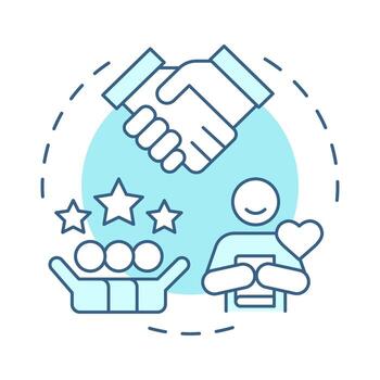 Build trust soft blue concept icon. Fair customer service. Business responsibility. Benefit of ethical branding. Round shape line illustration. Abstract idea. Graphic design. Easy to use in booklet vector