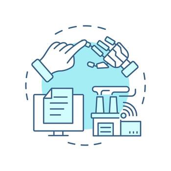 Digital transformation soft blue concept icon. Iot factory, internet documentation. Round shape line illustration. Abstract idea. Graphic design. Easy to use in infographic, presentation vector