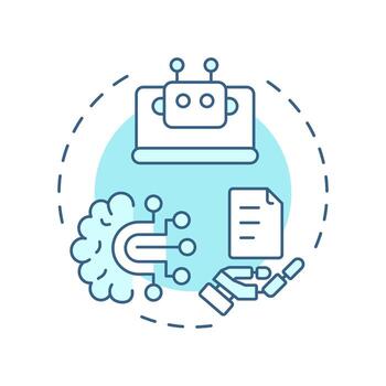 AI in business soft blue concept icon. Documentation management, artificial intelligence. Round shape line illustration. Abstract idea. Graphic design. Easy to use in infographic, presentation vector