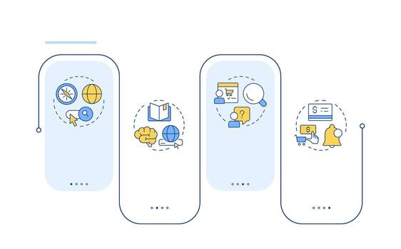 Search optimization rectangle infographic . Product information, customer service. Data visualization with 4 steps. Editable rectangular options chart vector