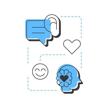 Emotional intelligence modern linear concept icon. Mental health, communication. Mood, personality. Flat outline elements connected with dotted lines. Creative visual. Easy to edit vector