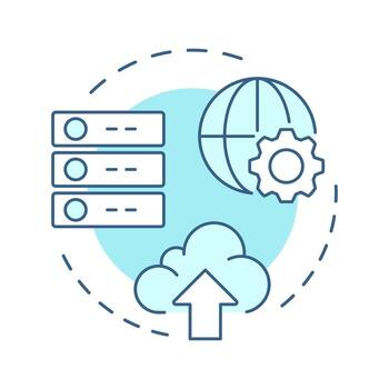 Cloud adoption soft blue concept icon. Data storage, servers. Internet, network. Round shape line illustration. Abstract idea. Graphic design. Easy to use in infographic, presentation vector