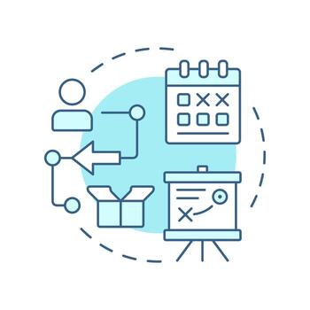 IT roadmap soft blue concept icon. Strategy planning, business goal. Time management. Round shape line illustration. Abstract idea. Graphic design. Easy to use in infographic, presentation vector