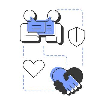 Needs modern linear concept icon. Social communication, conversation. Friendship trust, partnership. Flat outline elements connected with dotted lines. Creative visual. Easy to edit vector