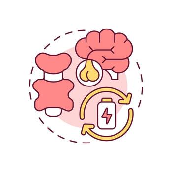 tiroides estimulante hormona multi color concepto icono. regular metabolismo, energía niveles y cuerpo funciones redondo forma línea ilustración. resumen idea. gráfico diseño. fácil a utilizar en Blog enviar vector