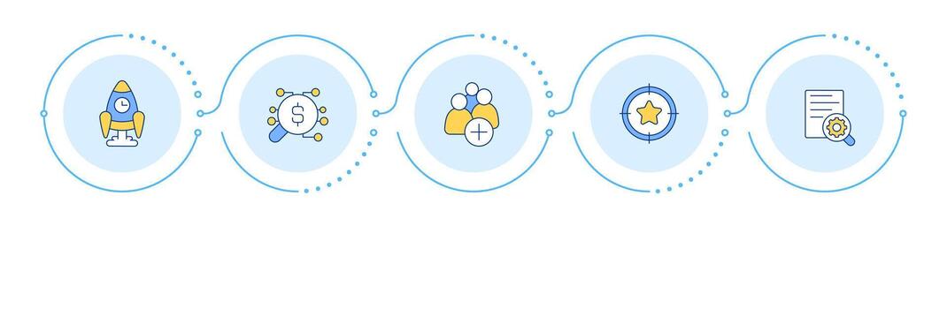 Business optimization methodology infographic 5 steps. Cost management. Documentation organization. Flow chart infochart. Editable info graphics icons vector