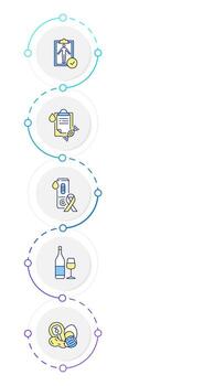 Diseases test infographic design template. Health check, dna. Professional diagnosis. Data visualization 5 options. Process vertical flow chart vector