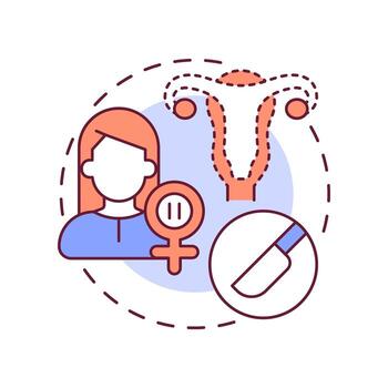 Hysterectomy multi color concept icon. Surgical procedure to remove uterus. Cause of menopause. Gynecology. Round shape line illustration. Abstract idea. Graphic design. Easy to use in blog post vector