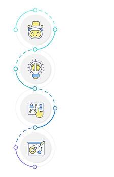 Marketing modern technologies infographic design template. Machine learning, virtual assistants. Data visualization 4 options. Process vertical flow chart vector
