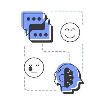 Feelings modern linear concept icon. Emotional intelligence, psychology. Online chatting, communication. Flat outline elements connected with dotted lines. Creative visual. Easy to edit vector