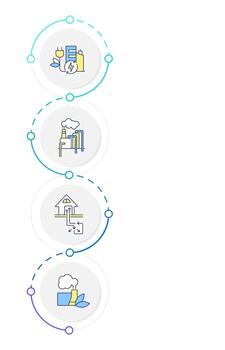 Geothermal energy production infographic design template. Green power, electricity. Data visualization 4 options. Process vertical flow chart vector