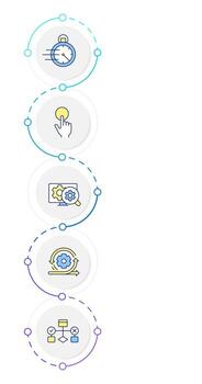 Software development methodology infographic design template. Efficiency increase. Data visualization 5 options. Process vertical flow chart vector