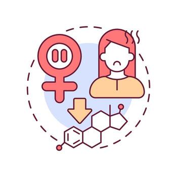 Menopause multi color concept icon. Menstrual periods stop. Decline in hormones. Climacteric stage. Round shape line illustration. Abstract idea. Graphic design. Easy to use in blog post vector