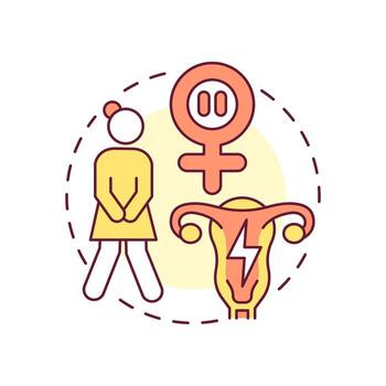 Genitourinary syndrome multi color concept icon. Estrogen loss consequences. Symptom of menopause. Round shape line illustration. Abstract idea. Graphic design. Easy to use in blog post vector