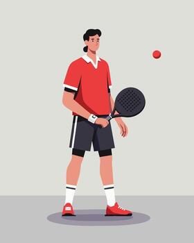 Padel Player with Racket and Ball vector